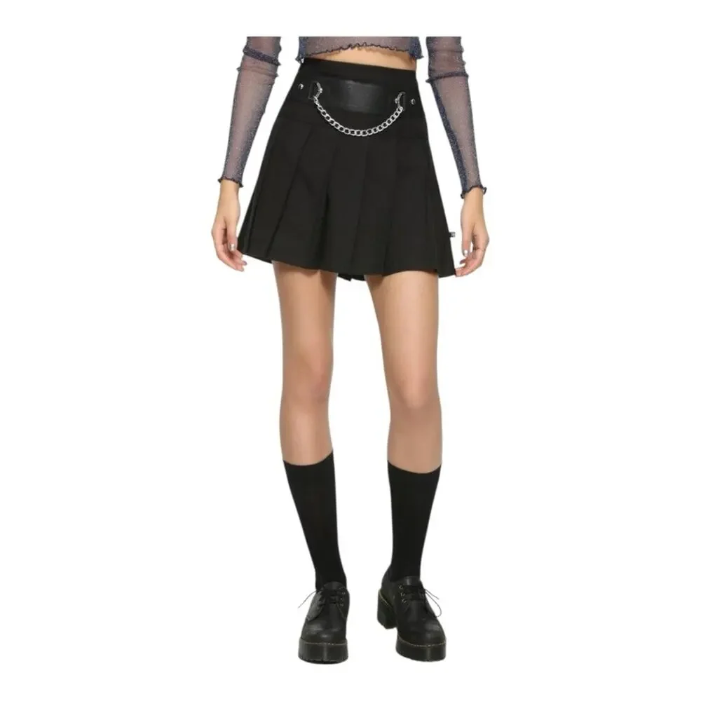 Royal Bones By Tripp Chain Pleated Punk Goth Alternative Skirt